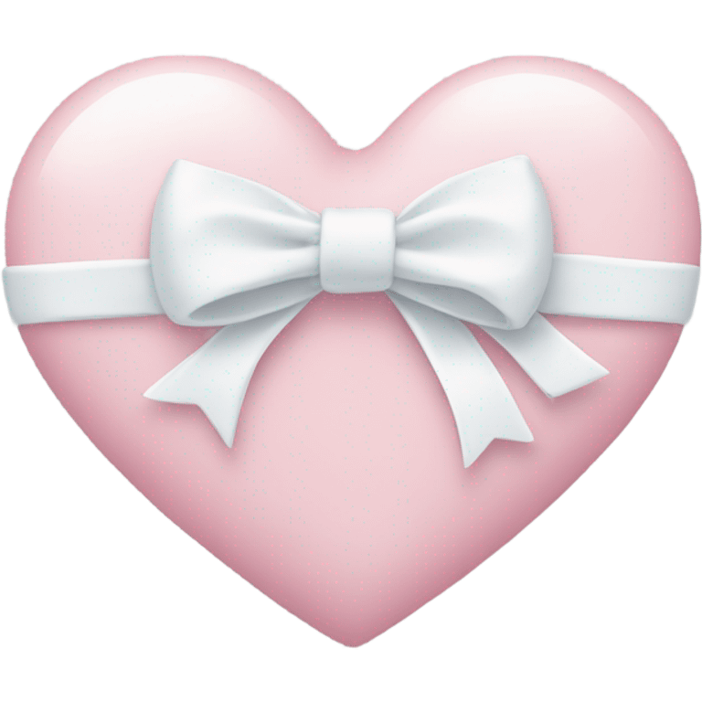 Pastel pink heart with white bow emoji