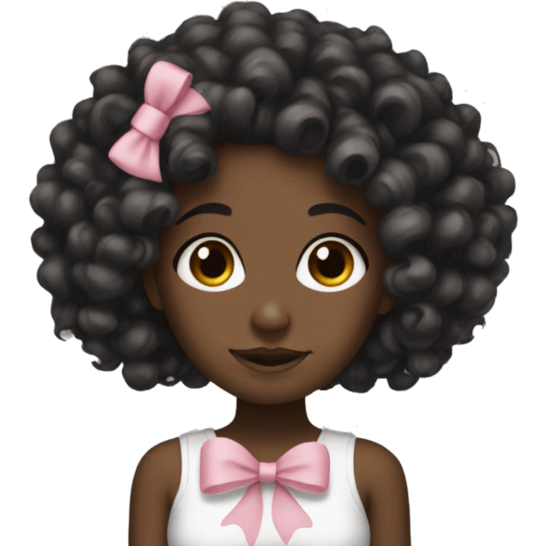 Black girl curly hair with bow emoji