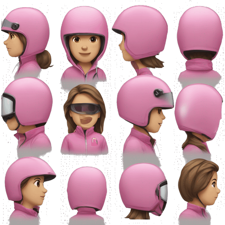 The girl in the pink jacket with the helmet.  emoji