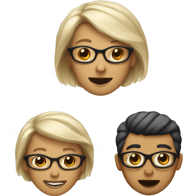 Women with shave hair left, Bob Right and black glasses emoji