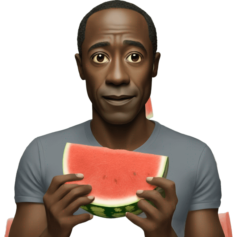 don cheadle eating watermelon emoji