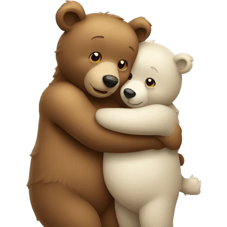 two cute bears hugging emoji