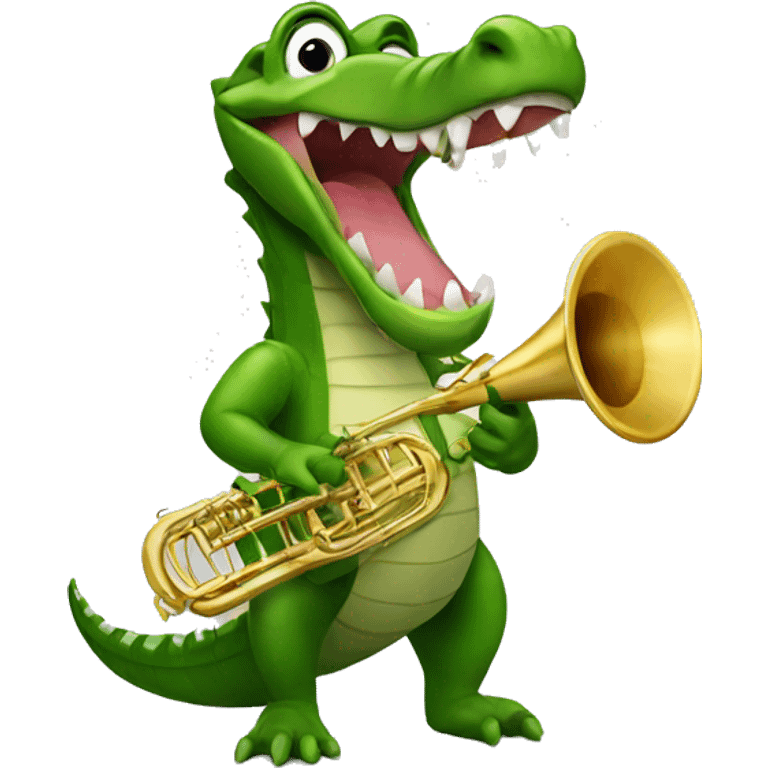 Alligator with French horn emoji