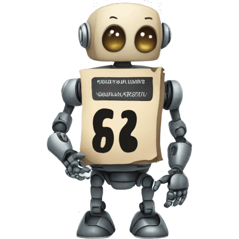 ROBOT HOLDING A SIGN WRITTEN NUMBER 6 emoji