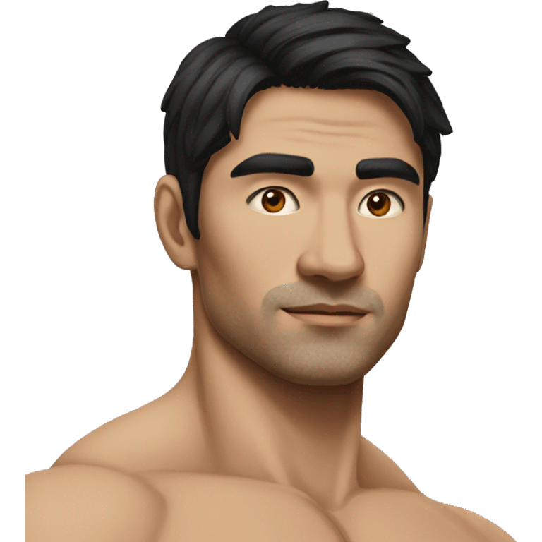 strong black haired central asian ripped nutrionist emoji