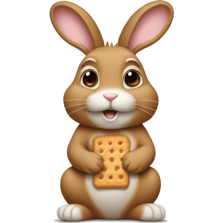 Light brown rabbit with biscuit in paw emoji