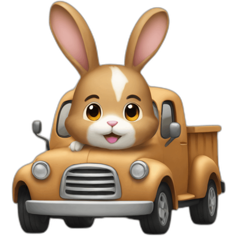 Light brown bunny in a truck  emoji