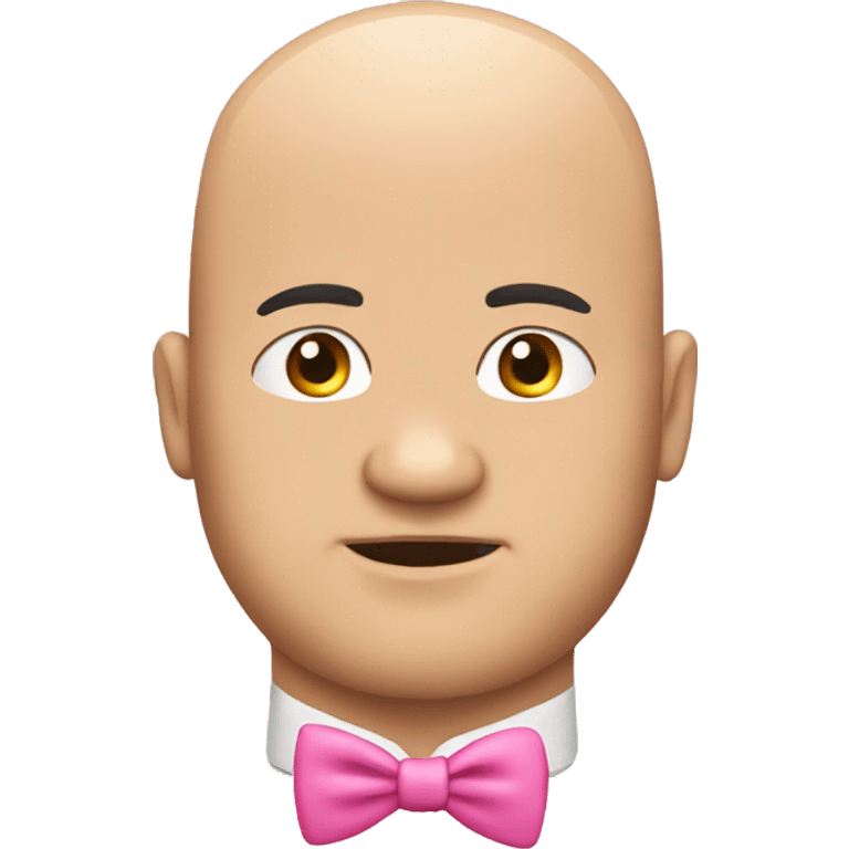 Fat man pink bow on bald head emoji