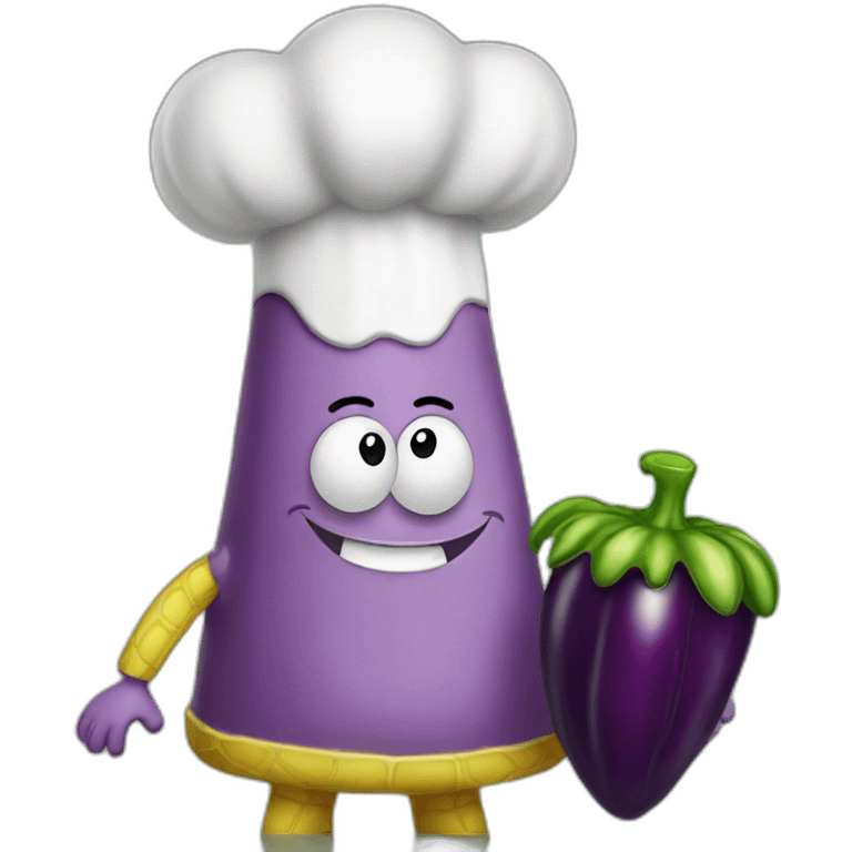 Spongebob holding eggplant emoji