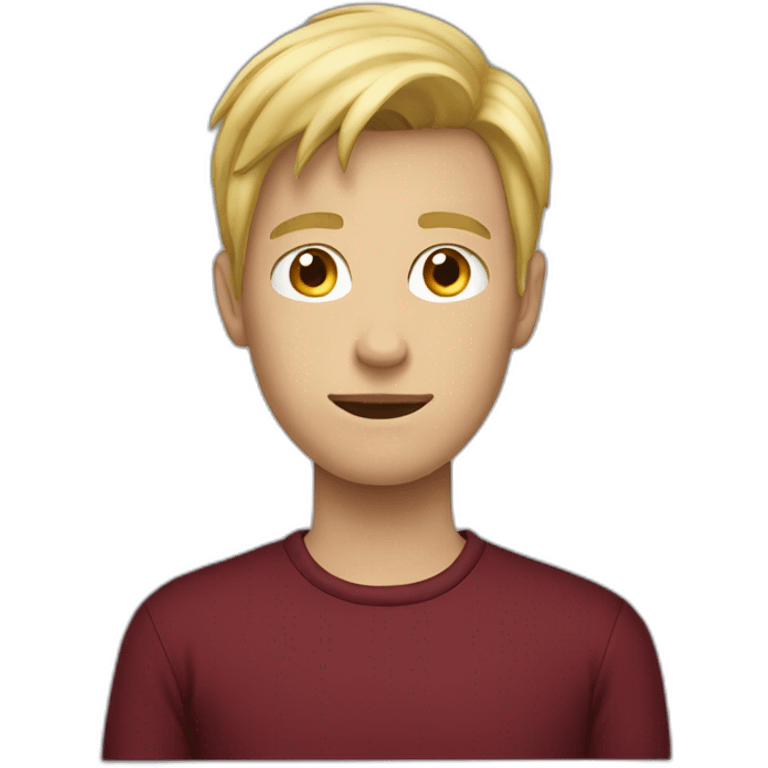 blond teenage boy with maroon shirt emoji