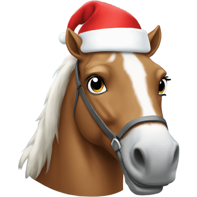 A reading horse with a Santa hat  emoji