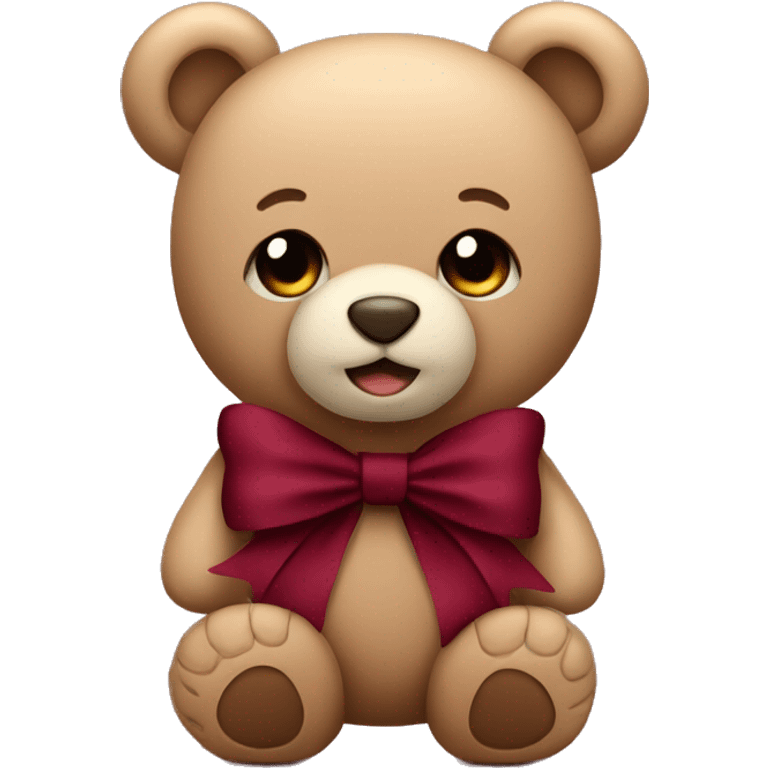 Teddy bear with burgundy bow emoji