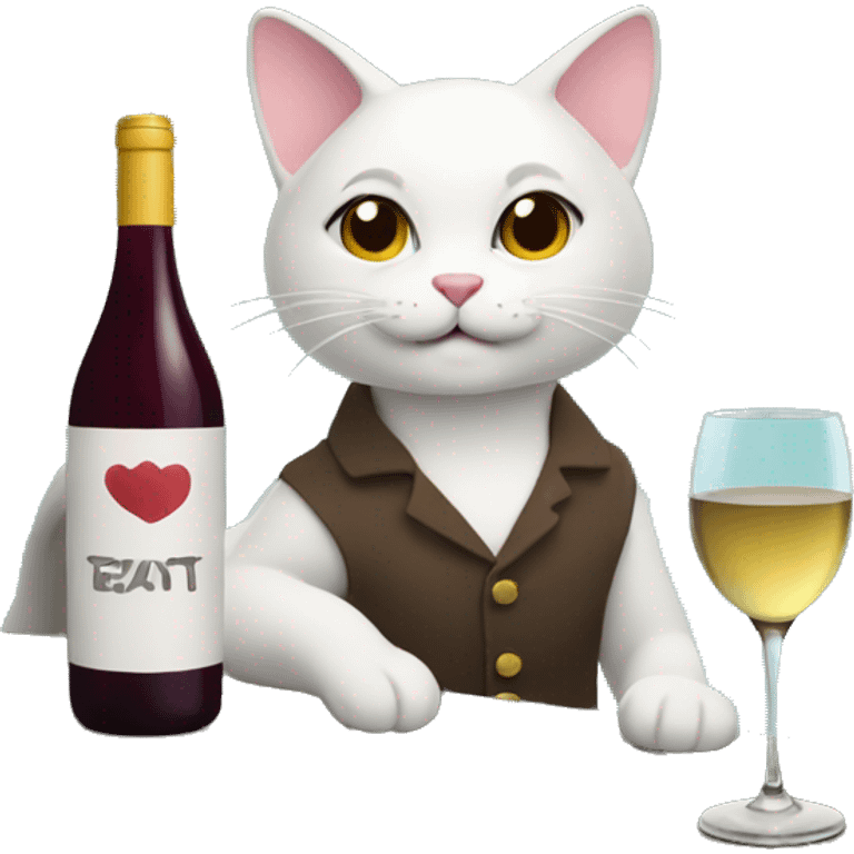 cat drinking wine by a lake emoji