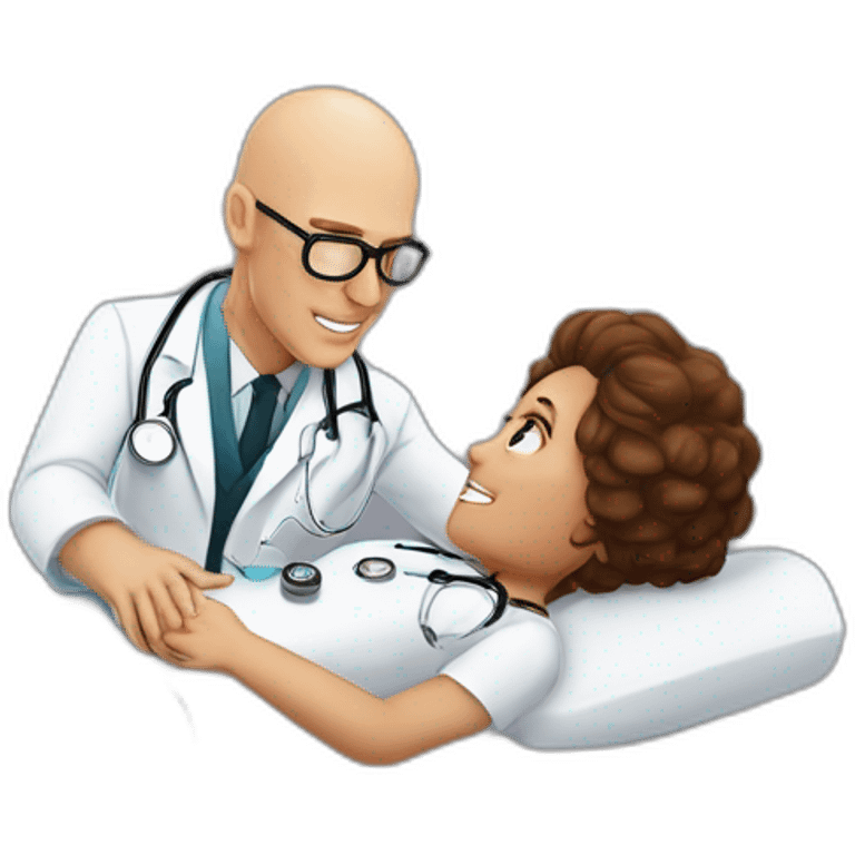 Johnny sins as a doctor healing a lying down Leona Lovings emoji