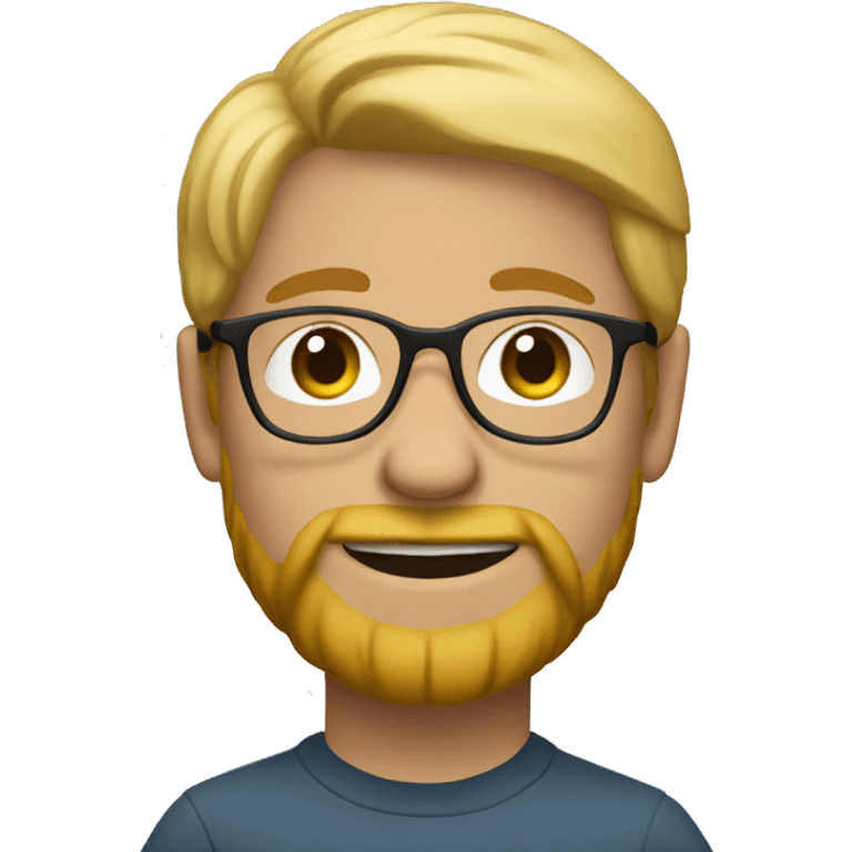 Create a young person with blond hair, glasses, and a beard emoji