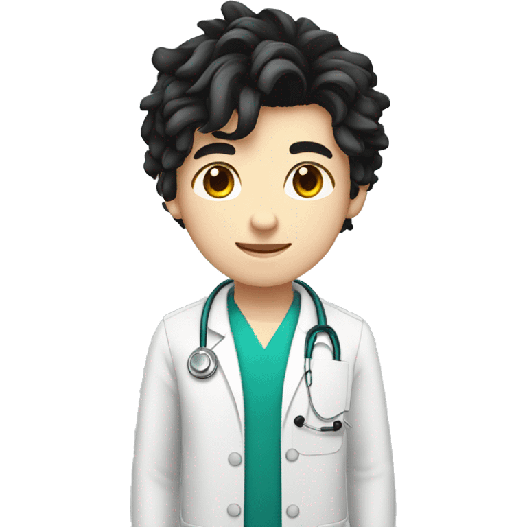 a teenager doctor boy student white skin, weavy black hair emoji