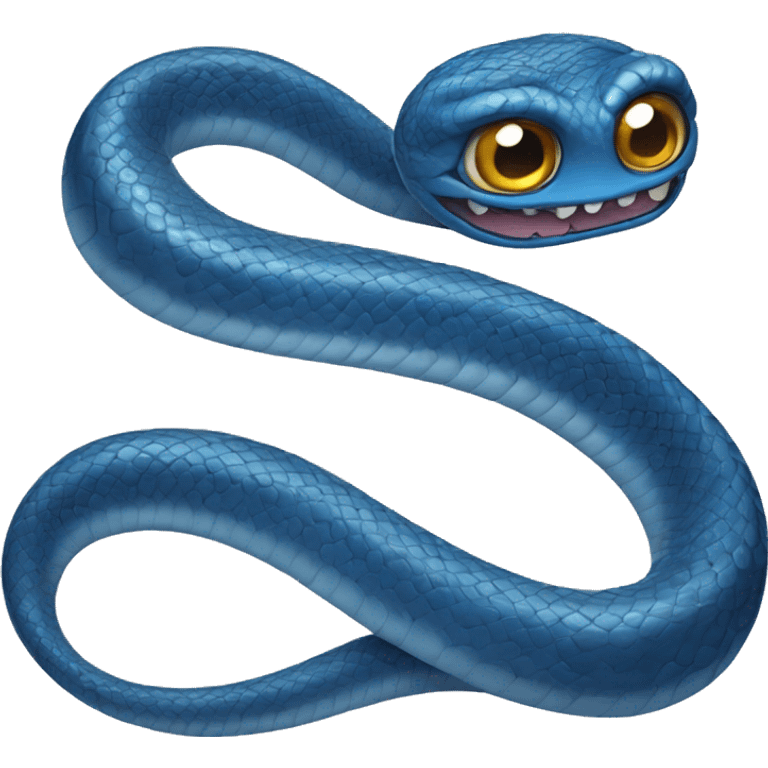 Blue snake with fangs and big eyes emoji