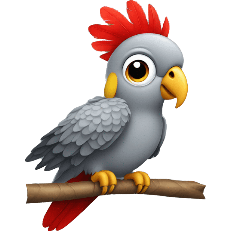 Gray parrot with one red feather on his ass emoji