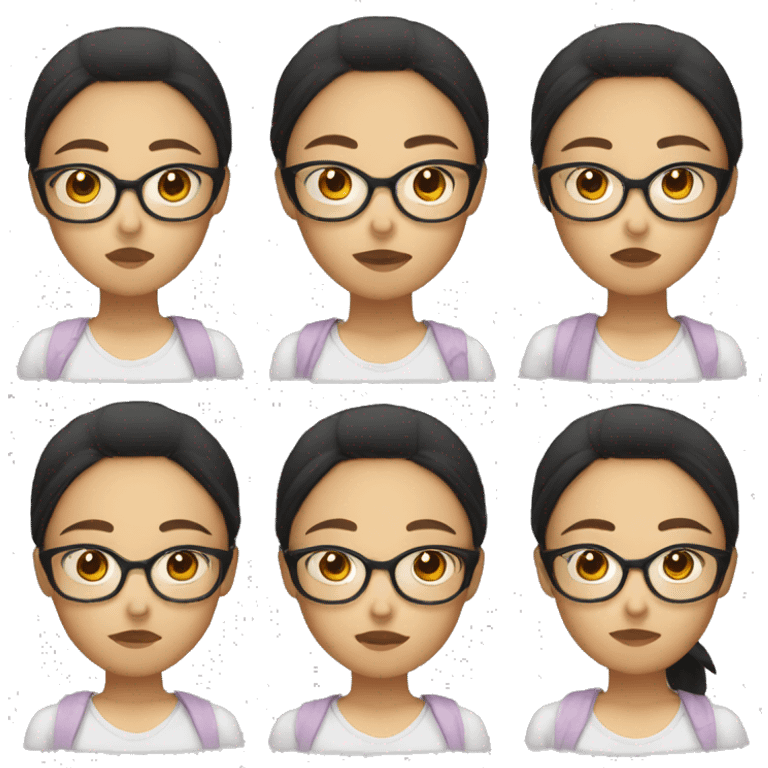 asian girl wearing glasses big forehead emoji