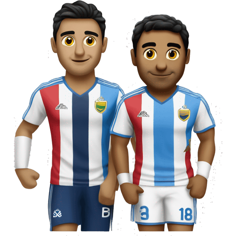 Genenera dos amigos uno Uruguayo y otro colombiano que este juntos listo para un partido entre selecciones emoji