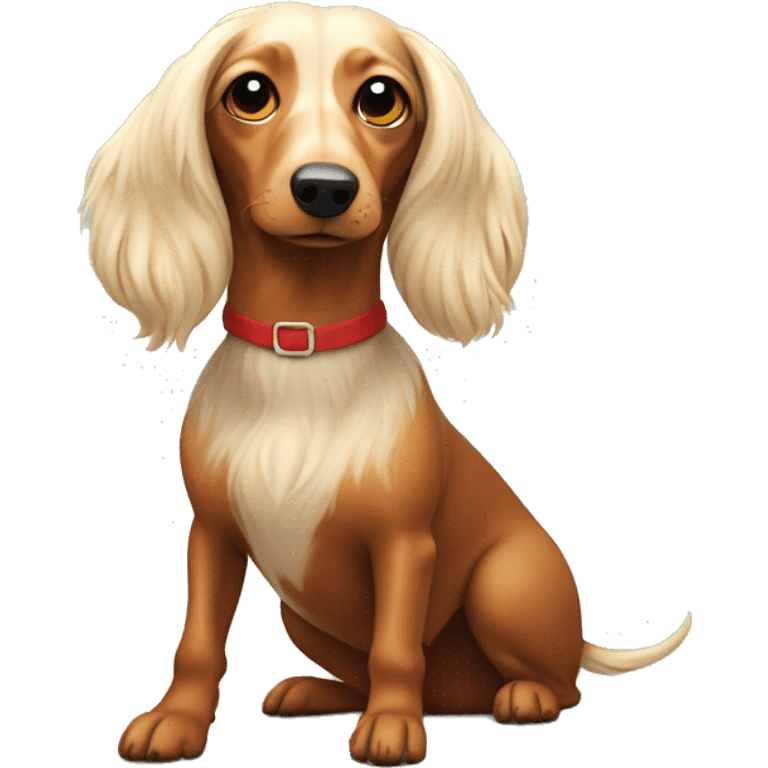 Christmas long haired weenie dog emoji