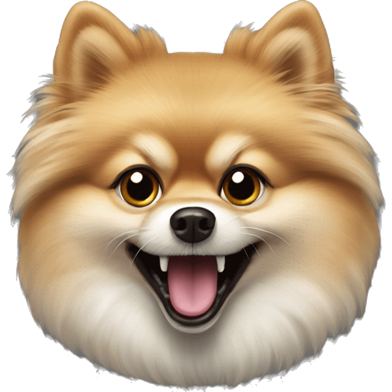 feral Pomeranian with open mouth emoji