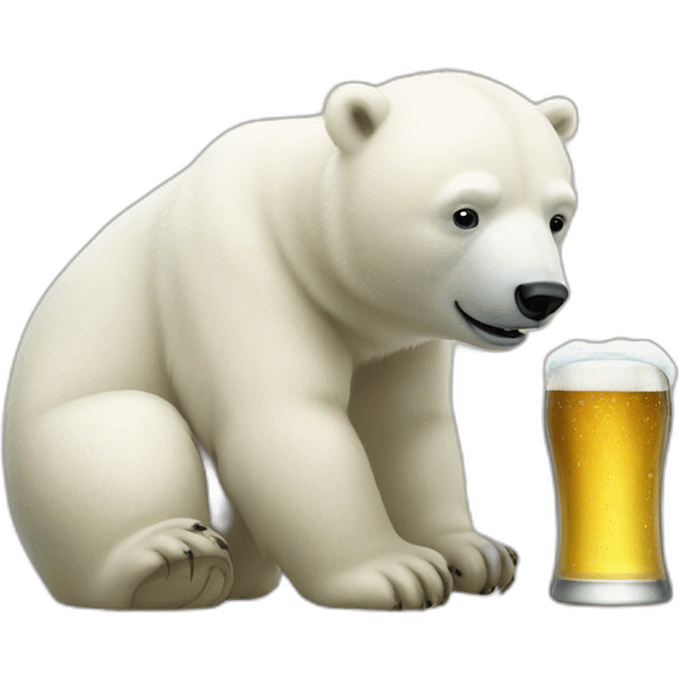 Polar bear drinks beer emoji