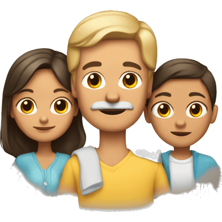 una familia de un padre una madre una hija y dos perritas chihuahuas emoji