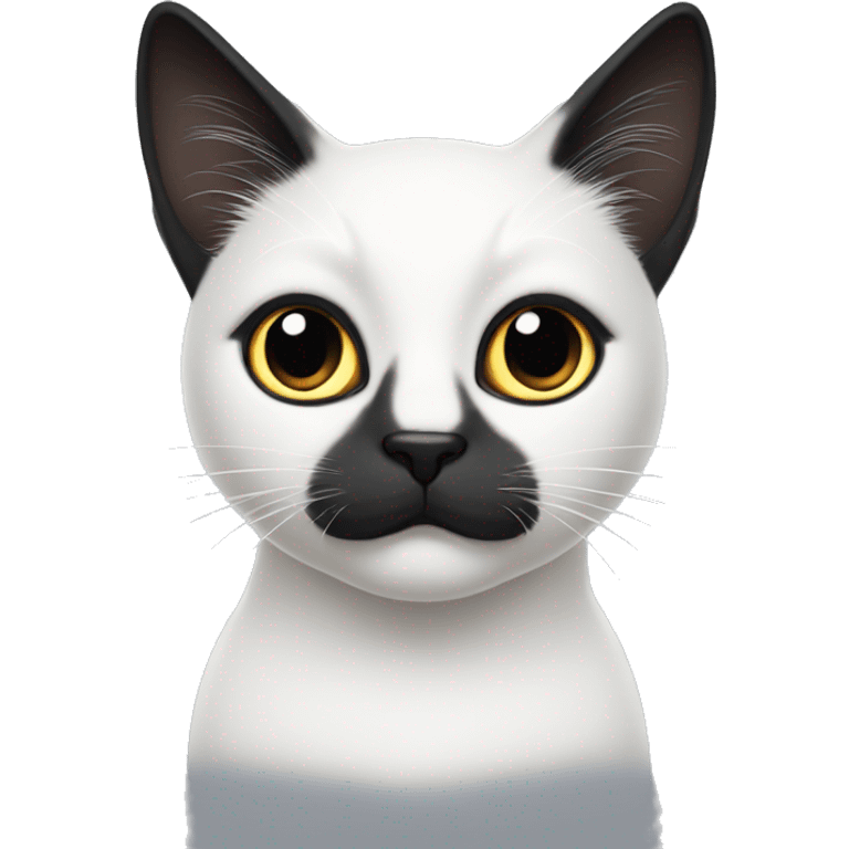 White cat with black ears and black spot around eye emoji