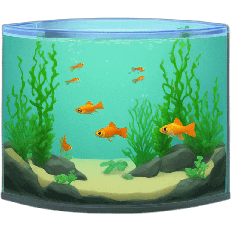 isometric fish tank with endler guppies emoji