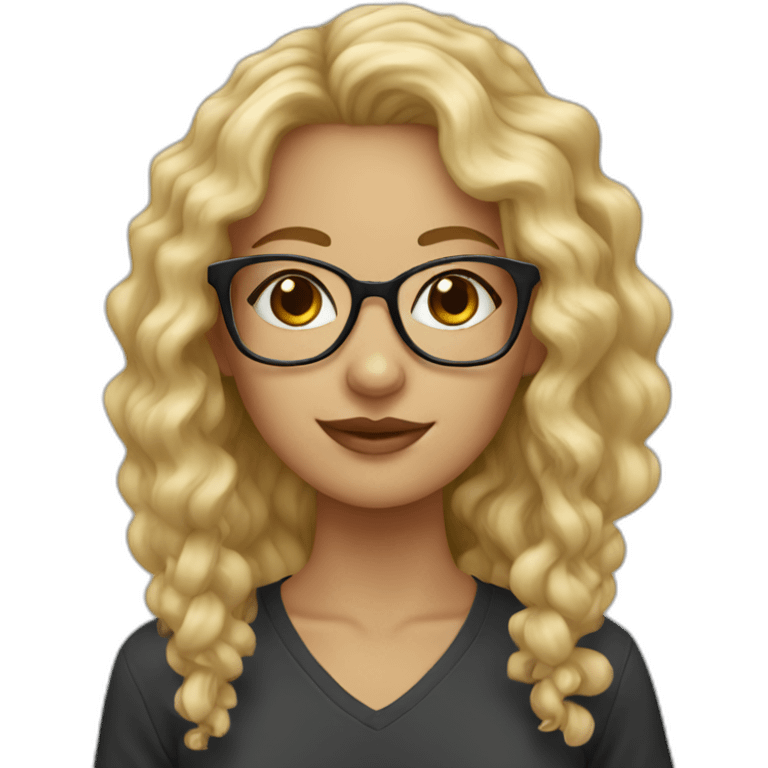 girl with curly blonde hair with glasses and earrings  emoji