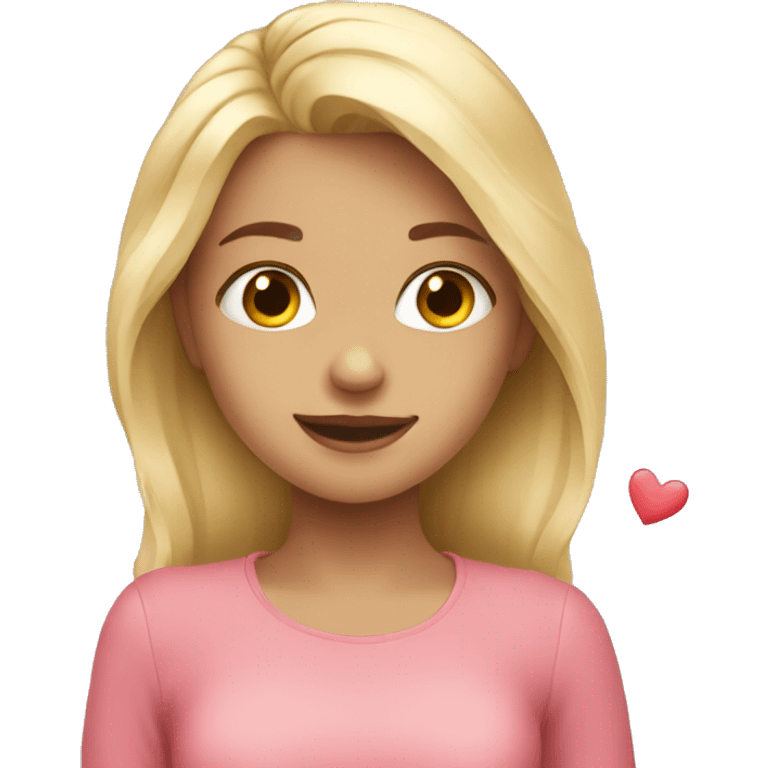 Cute blonde girl with hearts emoji