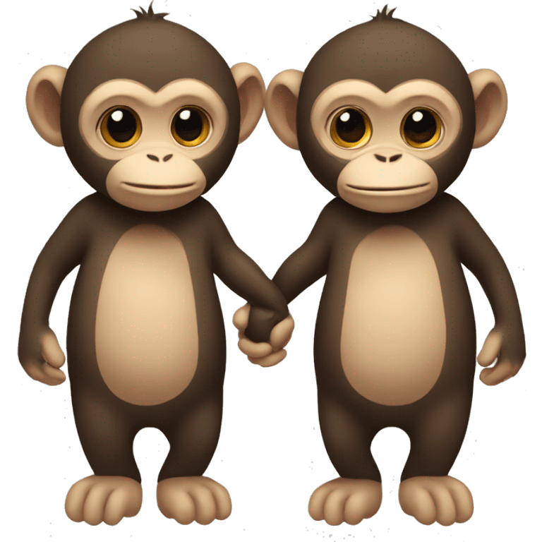 2 monkeys holding hands emoji