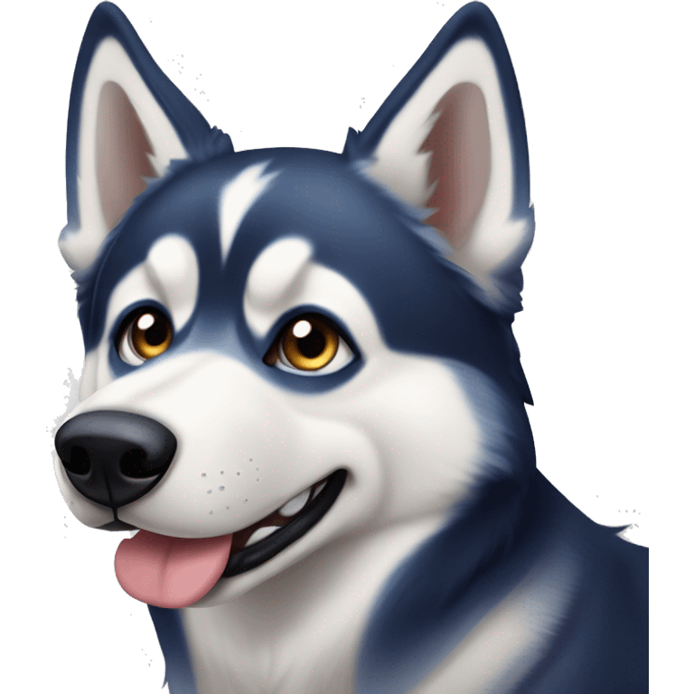 husky siberiano con ojos azules y con mancha de 3 hojas en la frene emoji