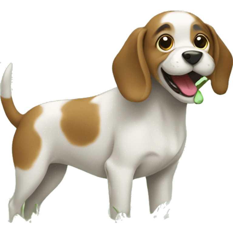 Dog eating grass emoji