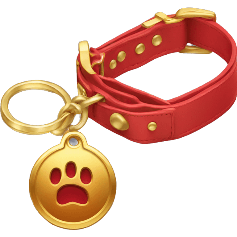 Red dog collar with a golden tag emoji