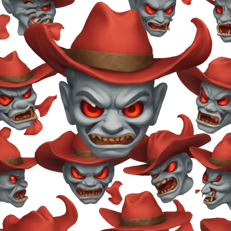 Red Mad Oni, yokai, cowboy hat japanese demon emoji