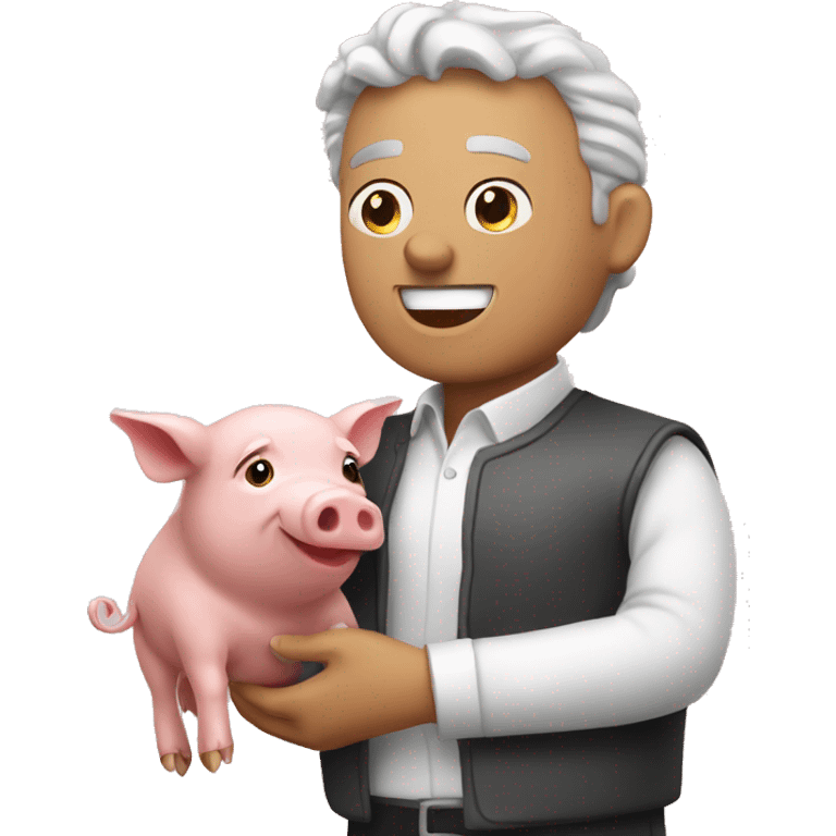 A man who catching a pig emoji