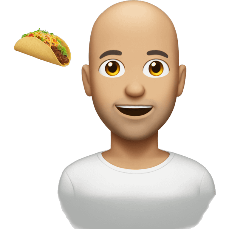 Bald guy eating taco emoji