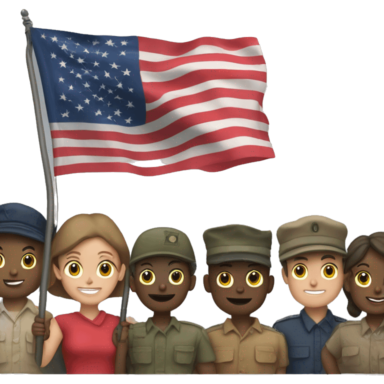 five civilians with red shirt Raising  flag on Iwo Jima  emoji