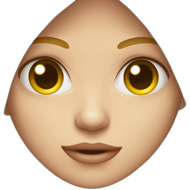 faccia di una ragazza mora con lo sguardo laterale e la bocca dritta emoji