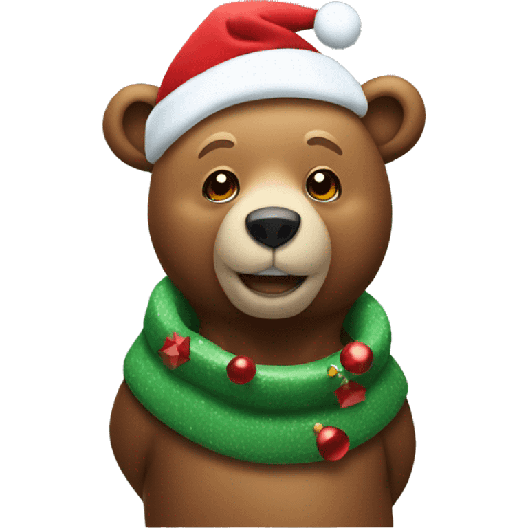 bear wearing christmas stuff emoji