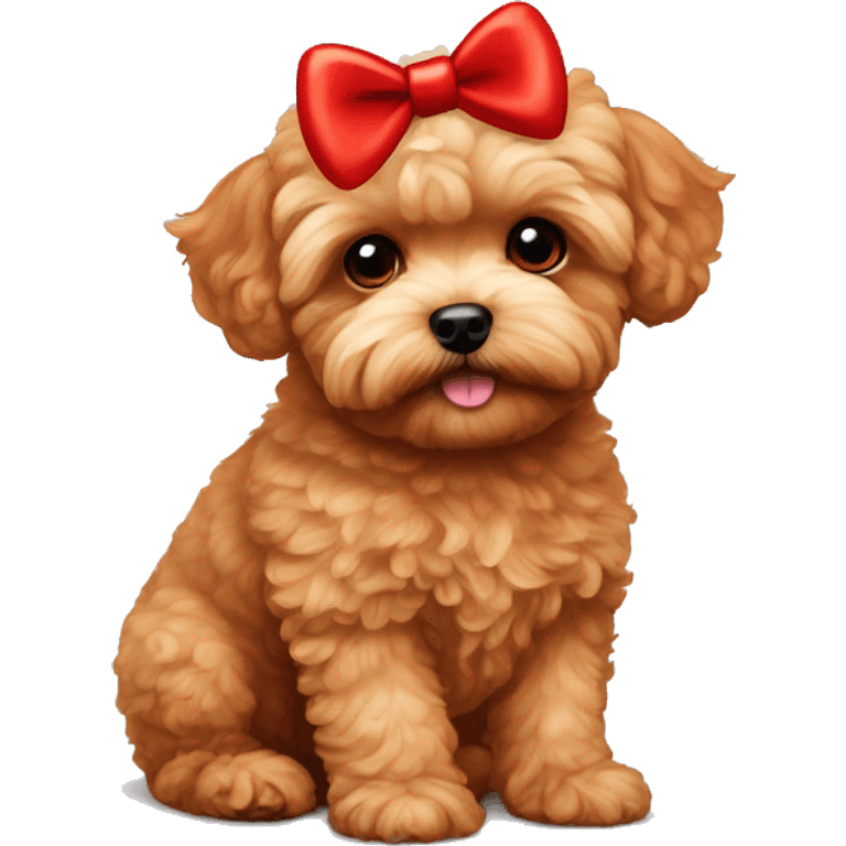 Red Maltipoo with red bow emoji