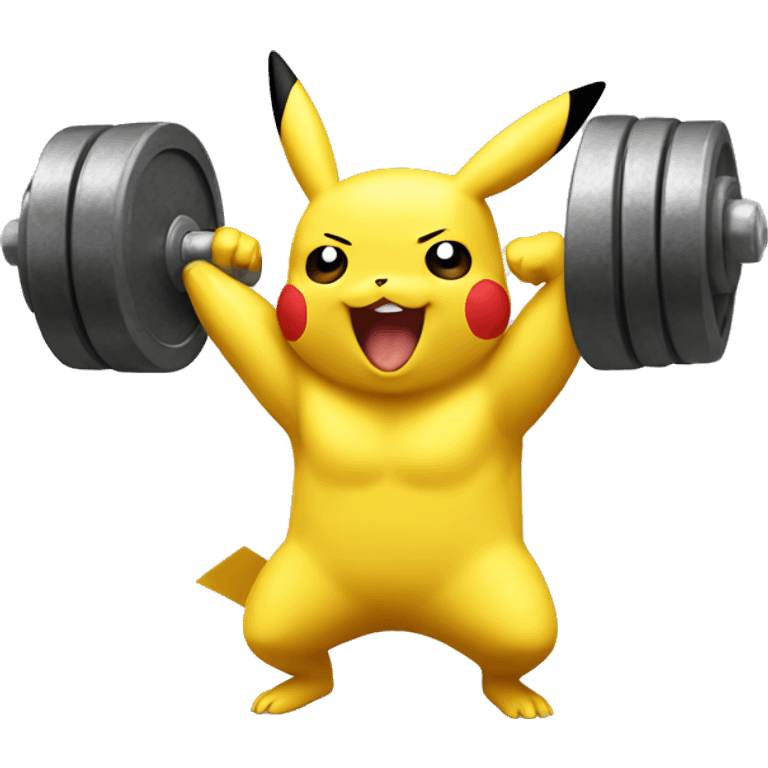 Pikachu cheering a bodybuilder in training  emoji