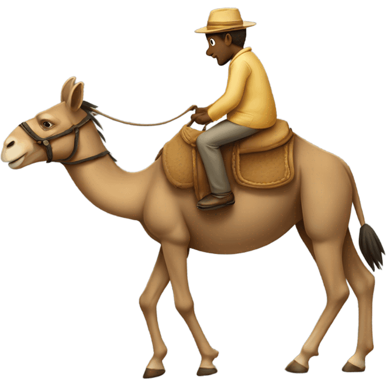 a donkey riding a camel emoji