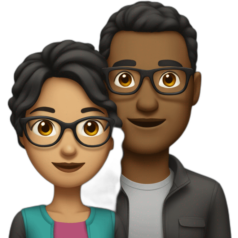 Mixed-race-couple-with-dark-hair-woman-with-glasses emoji