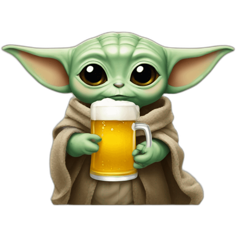 Baby yoda drinking beer emoji