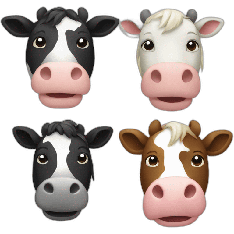 horse, cow, 2 icons emoji