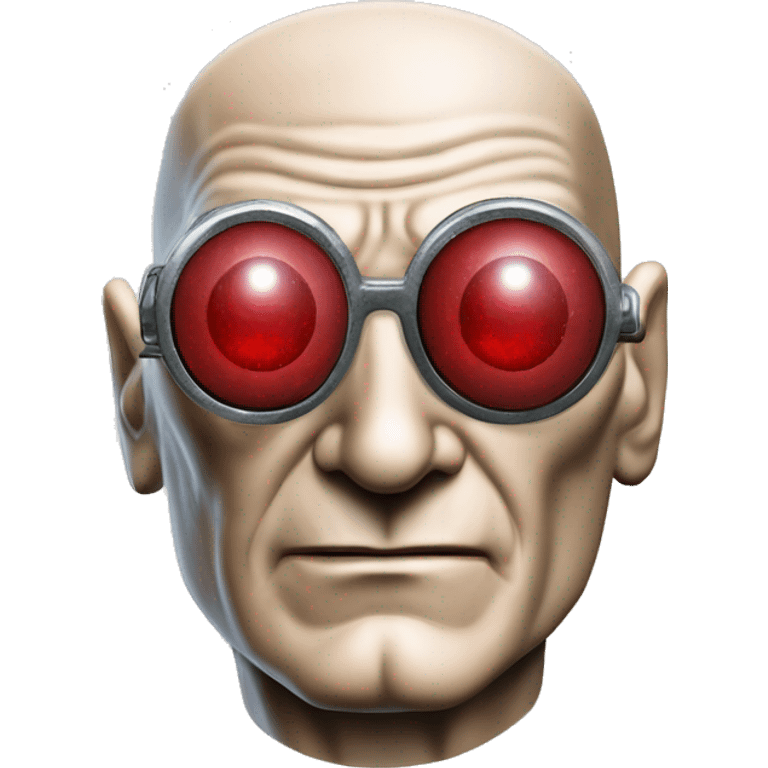 Jean luc picard from Star Trek assimilated by the Borg, with metal covering his eye with a red glass lens emoji