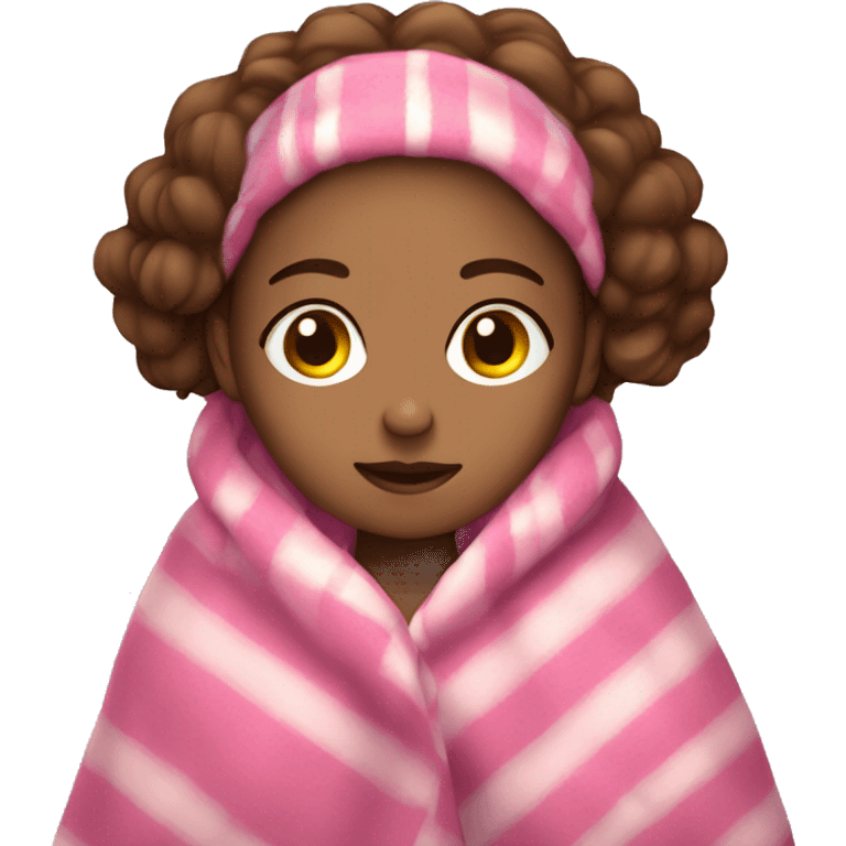  A brown hair girl with a pink blanket rapped around her  emoji